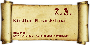 Kindler Mirandolina névjegykártya